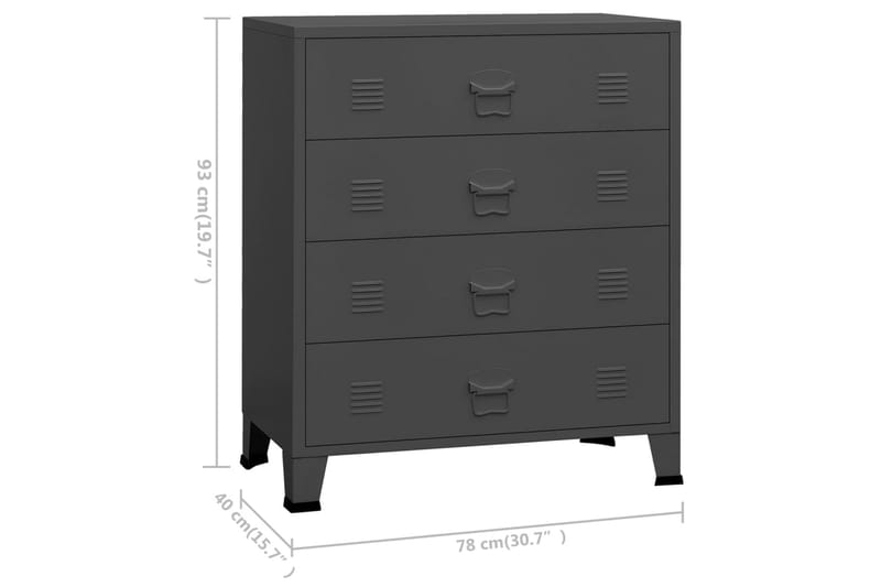 Byrå industriell antracit 78x40x93 cm metall - Antracit - Förvaring - Förvaringsmöbler - Byrå
