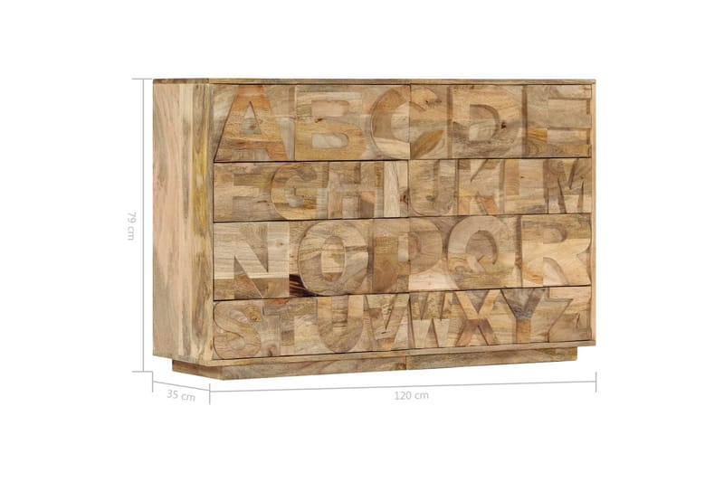 Byrå med 6 lådor bokstäver 120x35x79 cm massivt mangoträ - Brun - Förvaring - Förvaringsmöbler - Byrå