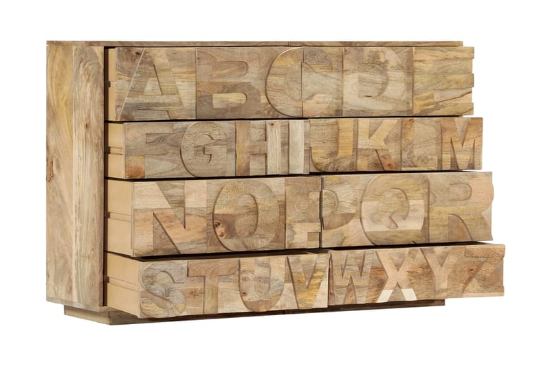 Byrå med 6 lådor bokstäver 120x35x79 cm massivt mangoträ - Brun - Förvaring - Förvaringsmöbler - Byrå