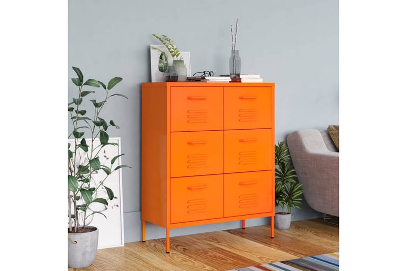 Byrå orange 80x35x101,5 cm stål - Orange - Förvaring - Förvaringsmöbler - Byrå