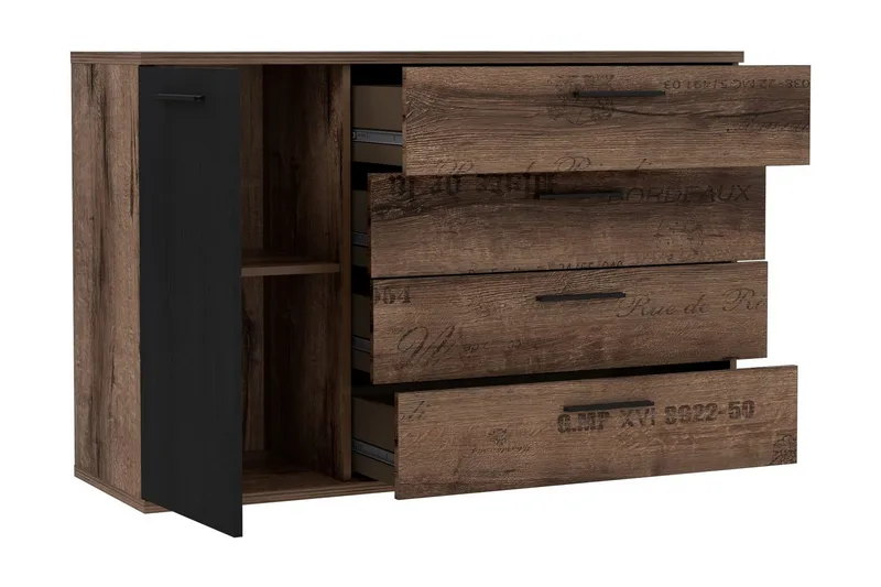 Cannop Byrå 125 cm - Brun/Svart - Förvaring - Förvaringsmöbler - Byrå