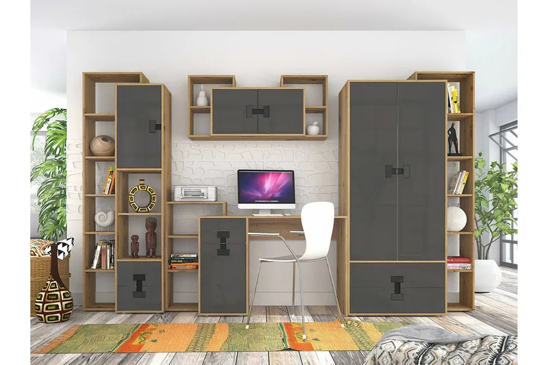 Castlebay Highboard Grey High Gloss - Förvaring - Förvaringsmöbler - Byrå