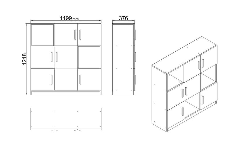 Celtigar Highboard 38x120 cm - Teak/Antracit - Förvaring - Förvaringsmöbler - Byrå