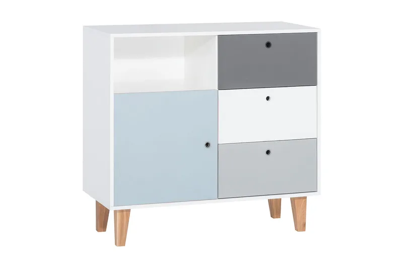 Concept Byrå Vit/Mörkgrå/Blå - VOX - Förvaring - Förvaringsmöbler - Byrå