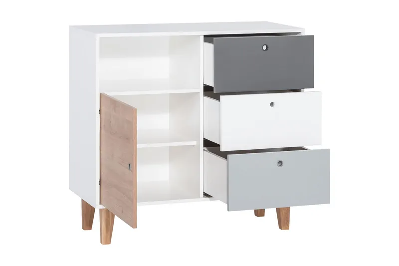 Concept Byrå Vit/Mörkgrå/Röd - VOX - Förvaring - Förvaringsmöbler - Byrå