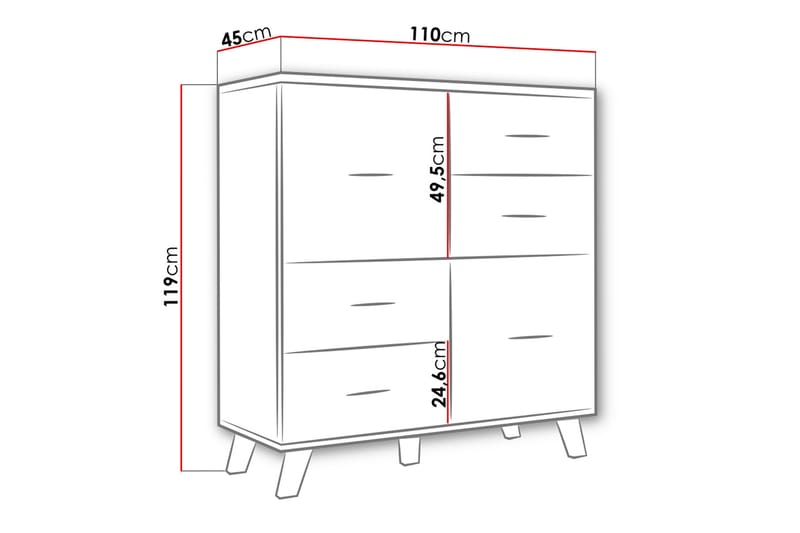 COPLIN Byrå 45x110 cm Natur/Svart - Förvaring - Förvaringsmöbler - Byrå