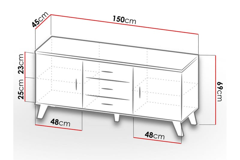 COPLIN Byrå 45x150 cm Natur/Svart - Förvaring - Förvaringsmöbler - Byrå
