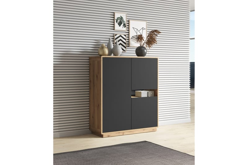 CORNLIUS Highboard 121x126 cm Brun/Svart - Förvaring - Förvaringsmöbler - Byrå