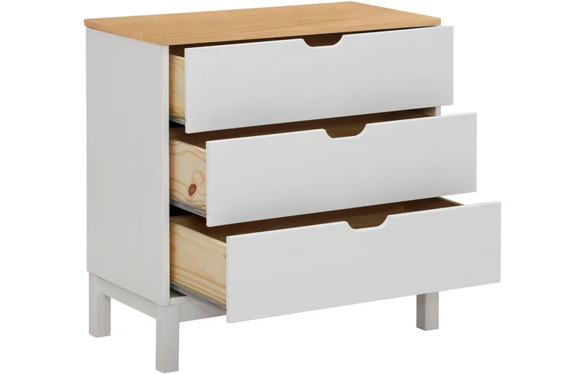 Crotone Byrå 76x39 cm 3 Lådor - Vit - Förvaring - Förvaringsmöbler - Byrå