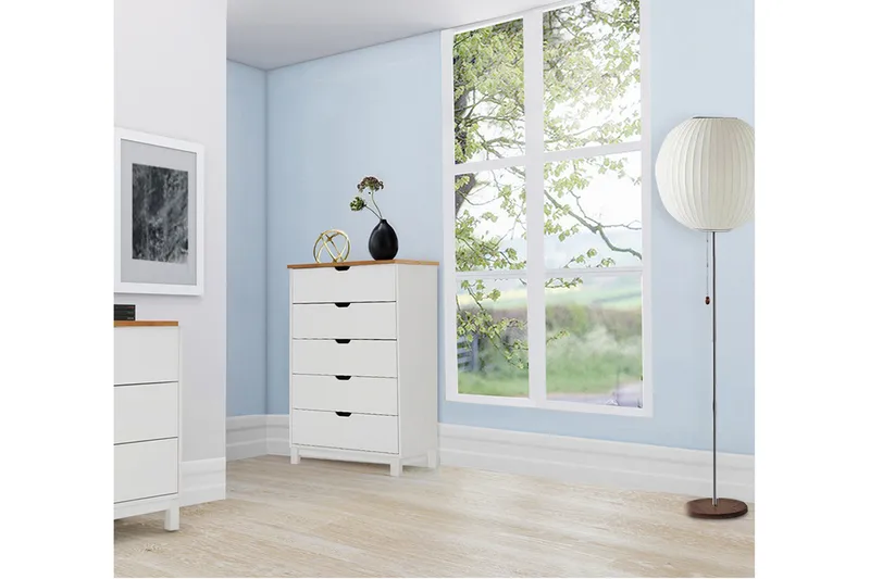 Crotone Byrå 76x39 cm 5 Lådor - Vit - Förvaring - Förvaringsmöbler - Byrå