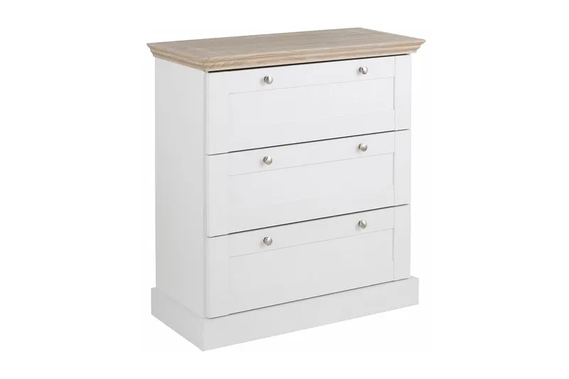 Dareia Byrå 75 cm, Vit/Brun