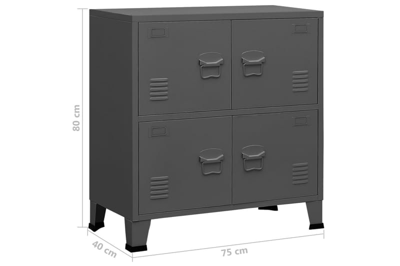 Dokumentskåp industriell antracit 75x40x80 cm stål - Grå - Förvaring - Förvaringsmöbler - Byrå