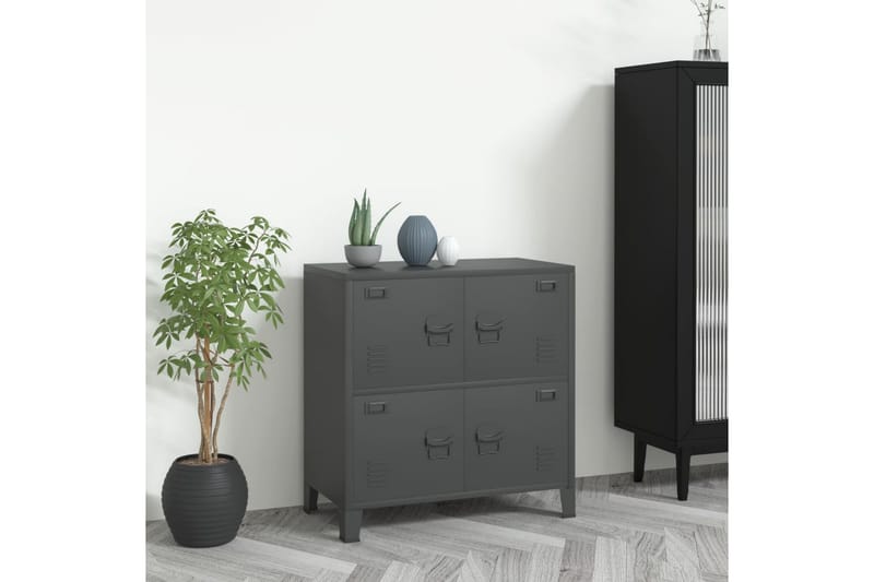 Dokumentskåp industriell antracit 75x40x80 cm stål - Grå - Förvaring - Förvaringsmöbler - Byrå