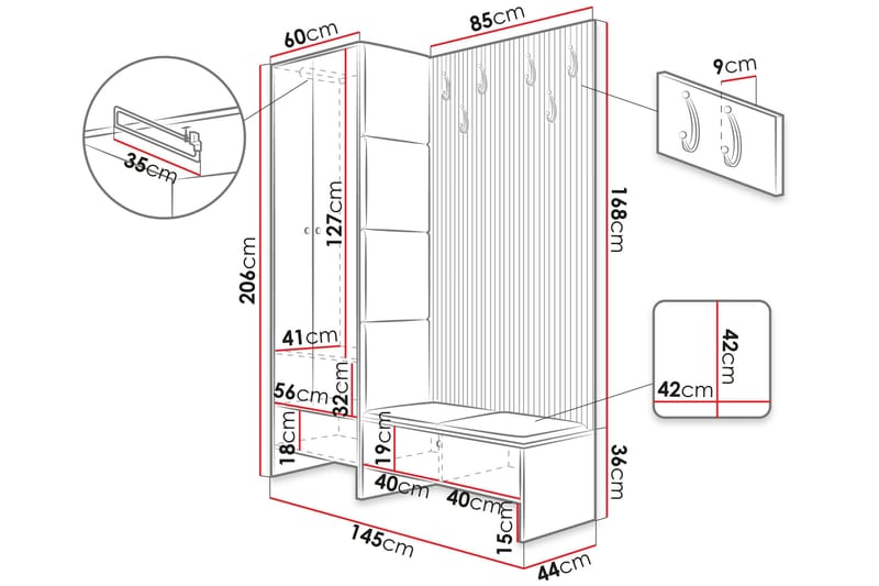Dunvegan Highboard Grey - Förvaring - Förvaringsmöbler - Byrå
