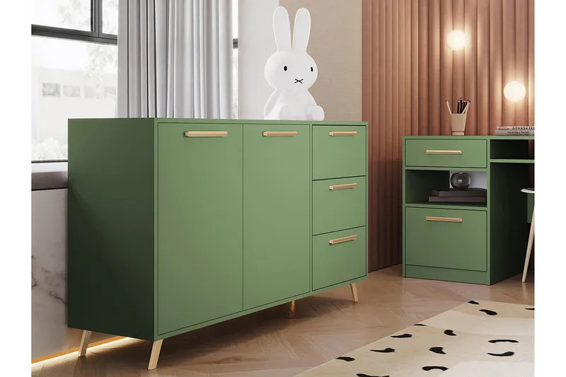 Escaldes Byrå 41x139 cm - Grön/Guld - Förvaring - Förvaringsmöbler - Byrå