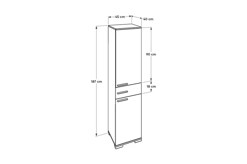 Förvaringsskåp 45x187 cm - Vit - Förvaring - Förvaringsmöbler - Byrå