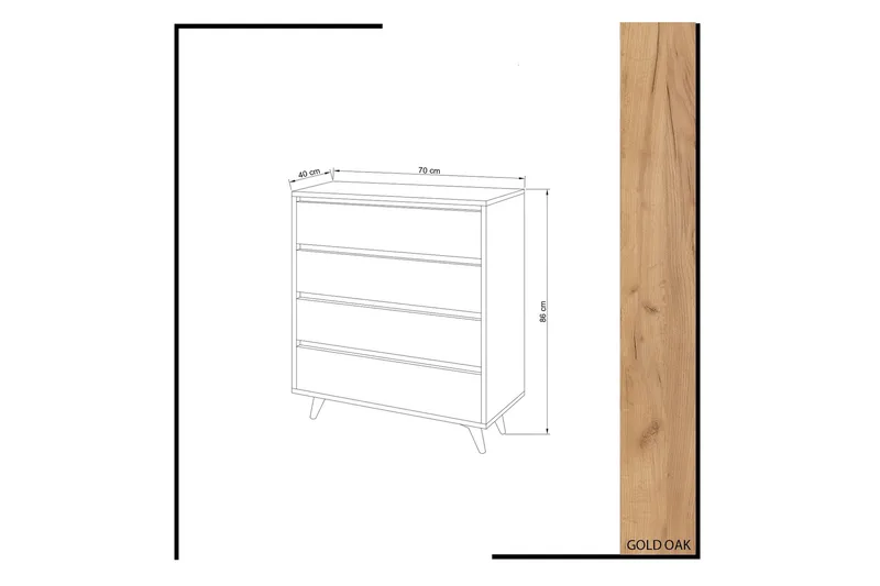 Highboard 40x70 cm - Natur/Svart - Förvaring - Förvaringsmöbler - Byrå
