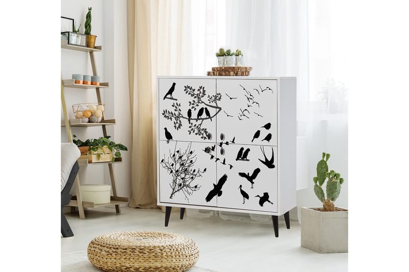 Highboard 95x111 cm - Vit/Svart - Förvaring - Förvaringsmöbler - Byrå