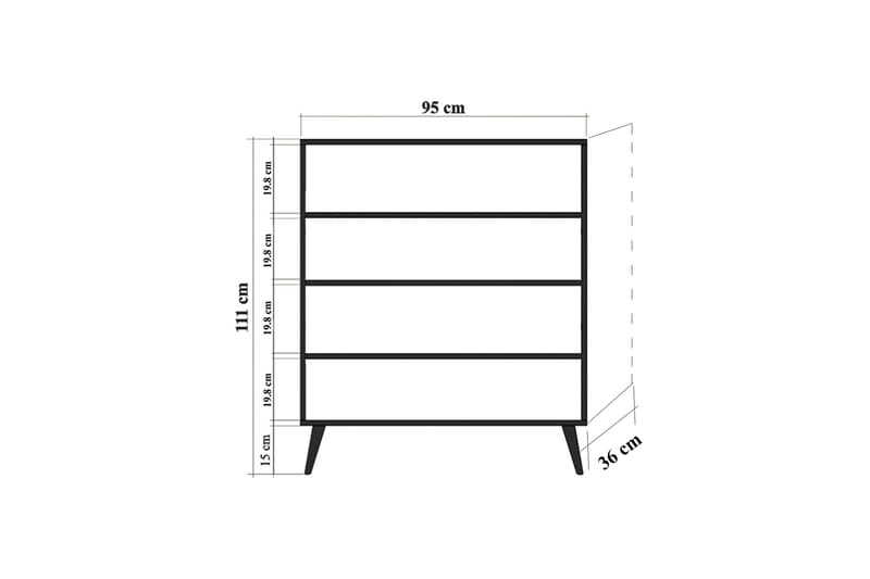 Highboard 95x111 cm - Vit/Svart - Förvaring - Förvaringsmöbler - Byrå