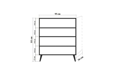 Highboard 95x111 cm - Vit/Svart/Gul - Förvaring - Förvaringsmöbler - Byrå