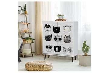 Highboard 95x111 cm - Vit/Svart/Gul - Förvaring - Förvaringsmöbler - Byrå