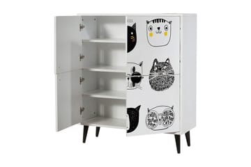Highboard 95x111 cm - Vit/Svart/Gul - Förvaring - Förvaringsmöbler - Byrå