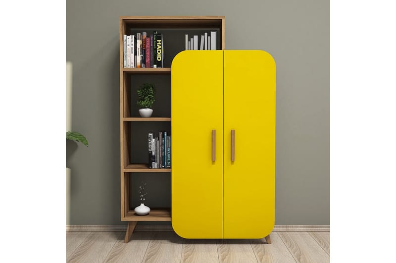Hovdane Förvaringsskåp 90 cm, Brun/Gul