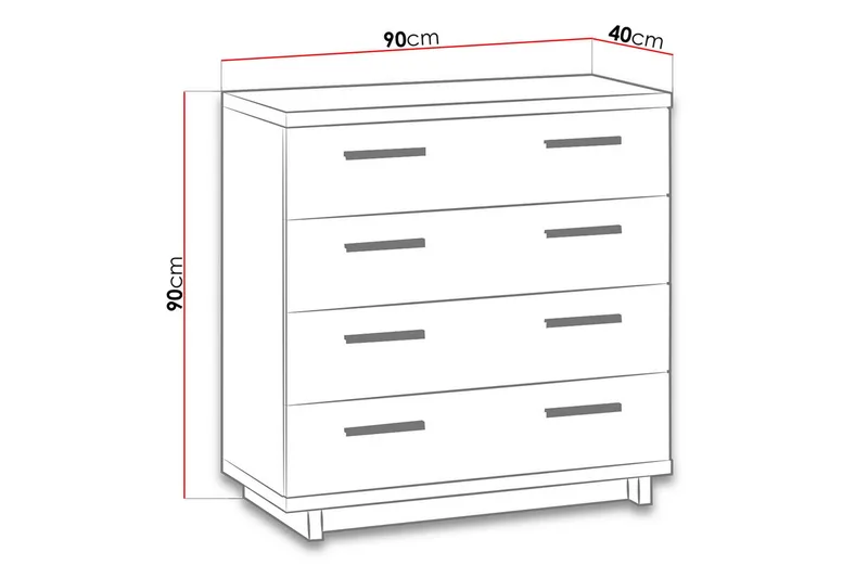 Ines Byrå 40x90 cm - Ek/Svart - Förvaring - Förvaringsmöbler - Byrå