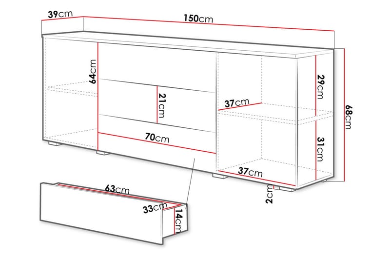 Kankuro Byrå 111x68 cm - Natur/Vit - Förvaring - Förvaringsmöbler - Byrå