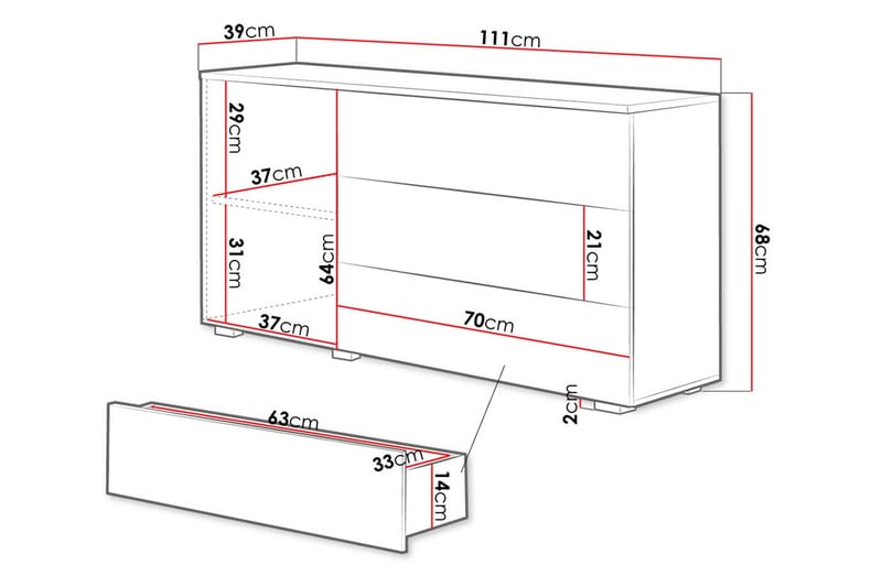 Kankuro Byrå 111x68 cm - Natur/Vit - Förvaring - Förvaringsmöbler - Byrå