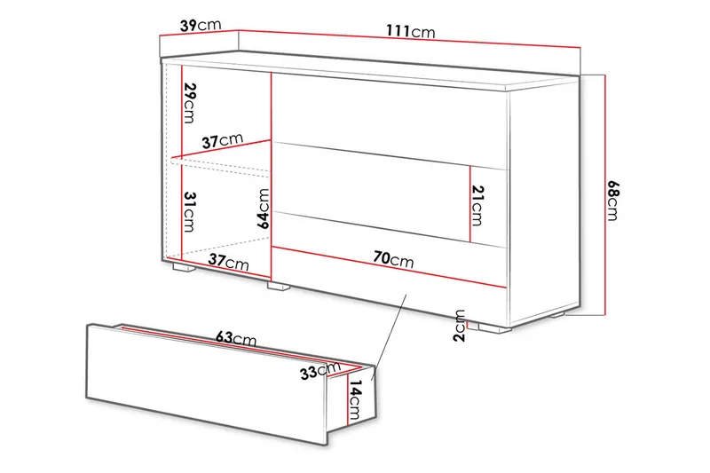 Kankuro Byrå 111x68 cm - Vit - Förvaring - Förvaringsmöbler - Byrå