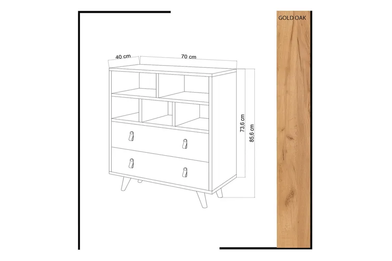 Mod Design Byrå Läderbeslag - Grå/Trä - Förvaring - Förvaringsmöbler - Byrå