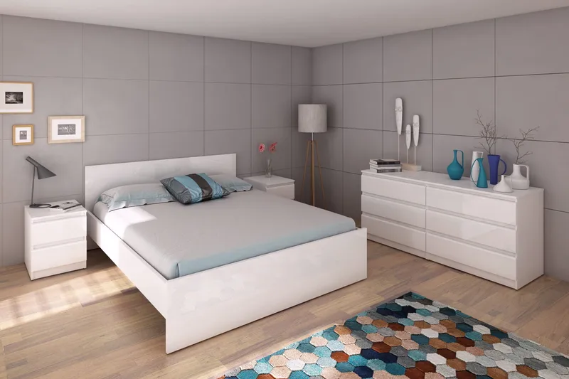 Naia Byrå 154 cm - Vit/Högglans - Förvaring - Förvaringsmöbler - Byrå