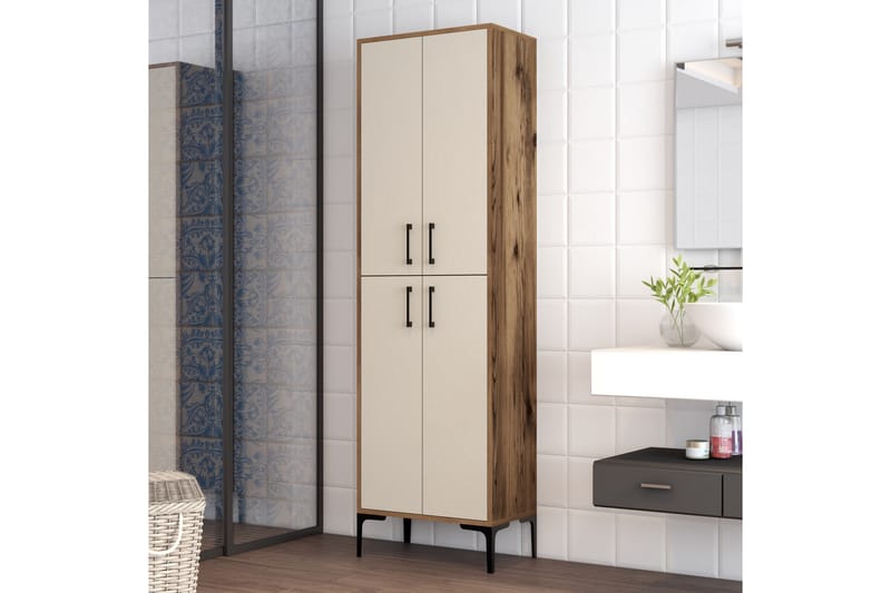 NAUEN Highboard 60x35 cm Mörkbrun/Beige - Förvaring - Förvaringsmöbler - Byrå