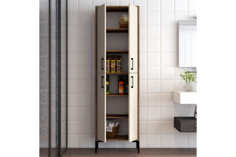 NAUEN Highboard 60x35 cm Mörkbrun/Beige - Byrå