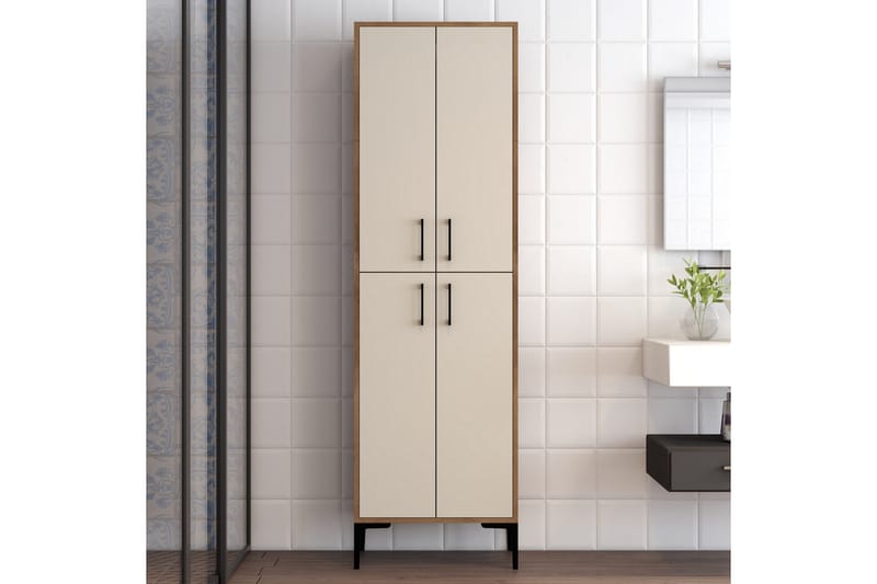 NAUEN Highboard 60x35 cm Mörkbrun/Beige - Förvaring - Förvaringsmöbler - Byrå