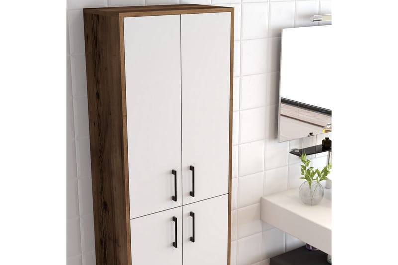 NAUEN Highboard 60x35 cm Mörkbrun/Vit - Mörkbrun/Vit - Byrå