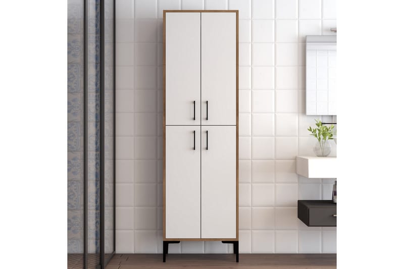 NAUEN Highboard 60x35 cm Mörkbrun/Vit - Mörkbrun/Vit - Byrå