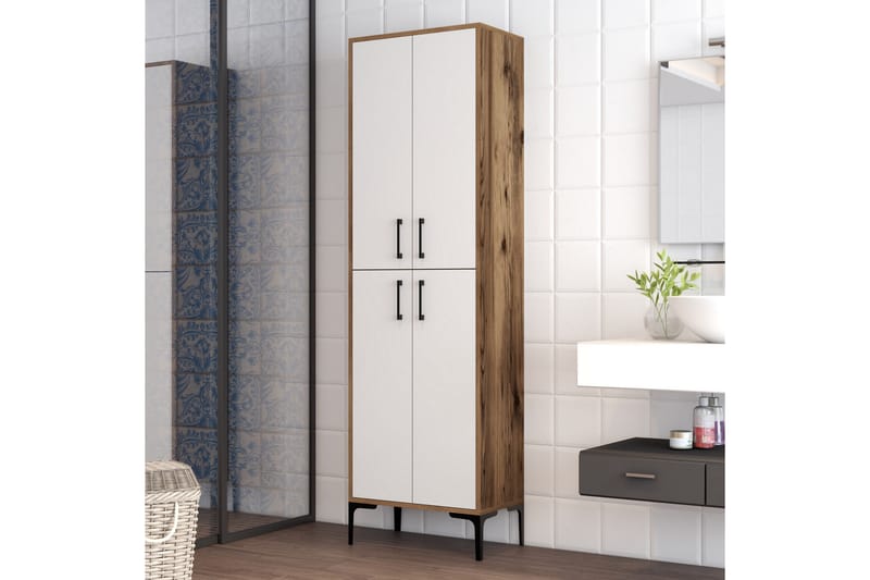 NAUEN Highboard 60x35 cm Mörkbrun/Vit - Mörkbrun/Vit - Byrå