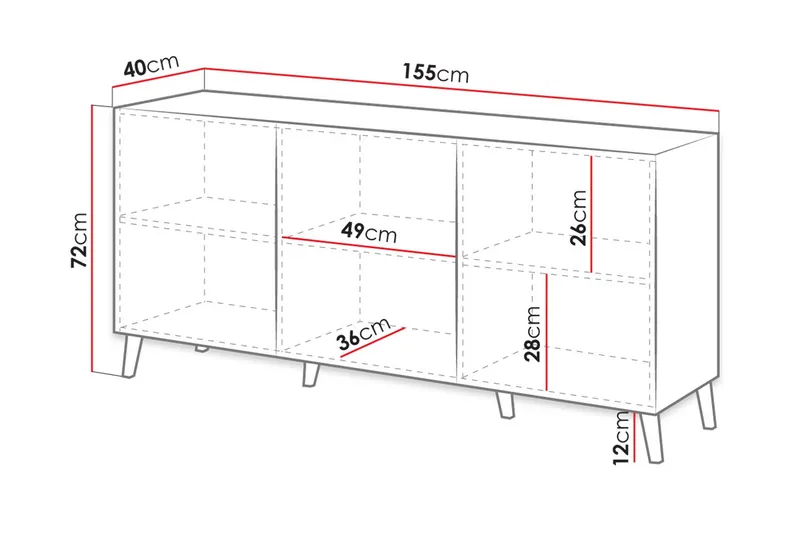 Novaj Byrå 40x155 cm - Vit/Svart - Förvaring - Förvaringsmöbler - Byrå