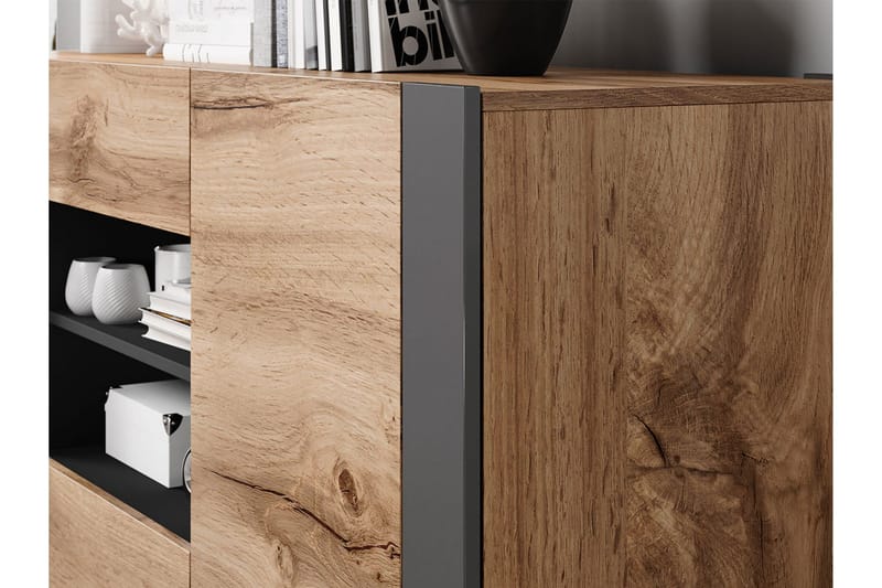 Oberting Byrå 164x44 cm - Trä/natur/Grå - Förvaring - Förvaringsmöbler - Byrå