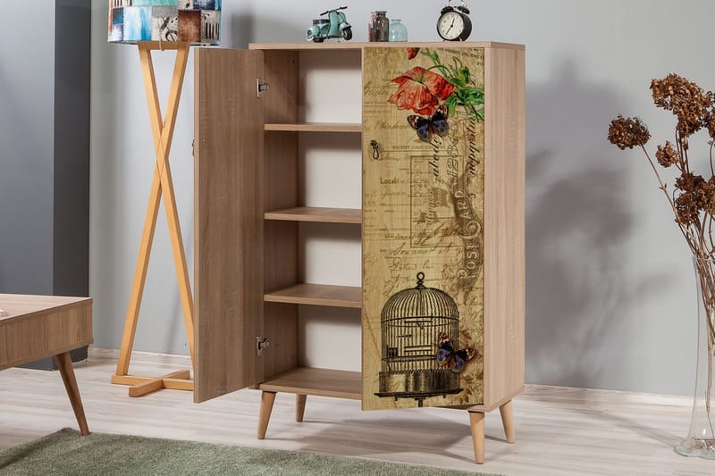 PETRONILA Skåp 80 cm Vintage Trä - Brun/Röd - Förvaring - Förvaringsmöbler - Byrå