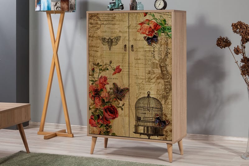 PETRONILA Skåp 80 cm Vintage Trä - Brun/Röd - Förvaring - Förvaringsmöbler - Byrå