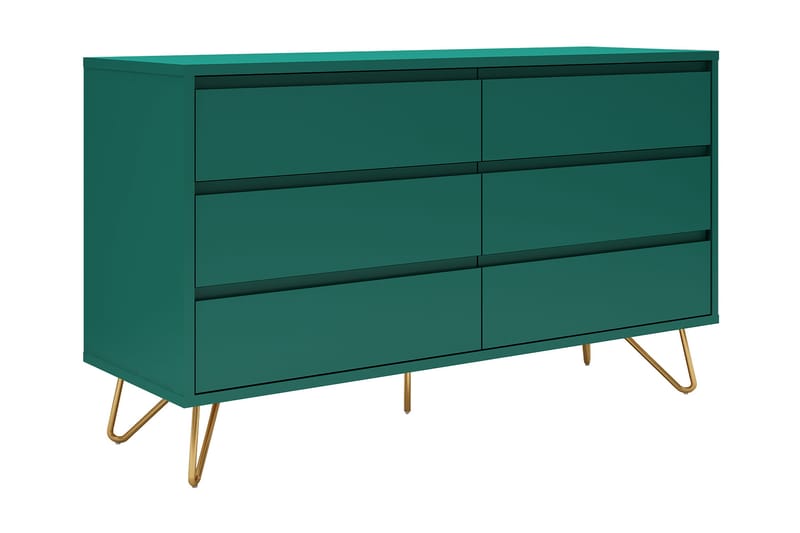 PIATTI Byrå 40x120 cm 6 Lådor Grön/Mässing - Byrå
