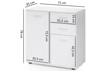 Pinuelas Byrå 71x36 cm - Vit - Förvaring - Förvaringsmöbler - Byrå