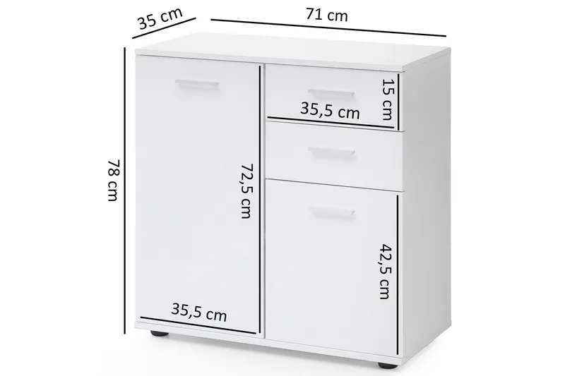 Pinuelas Byrå 71x36 cm - Vit - Förvaring - Förvaringsmöbler - Byrå