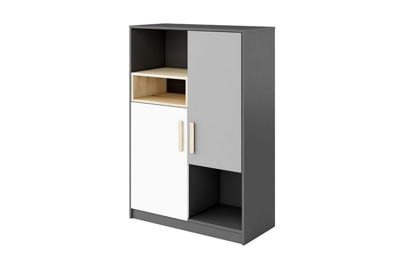 Pok Förvaringsskåp 90x40x130 cm, Svart/Vit