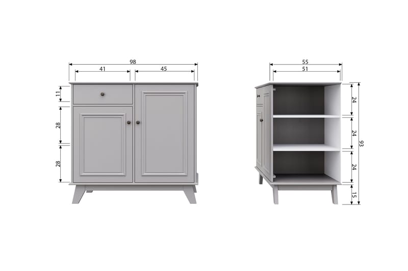 Portsea Byrå 98 cm - Offwhite - Förvaring - Förvaringsmöbler - Byrå