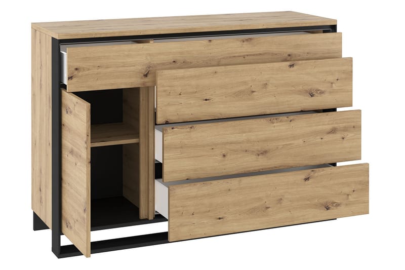 QUANT Byrå 41x130 cm Ek/Svart - Ek/Svart - Förvaring - Förvaringsmöbler - Byrå