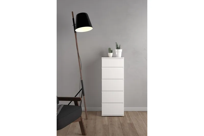 Rengo Byrå Smal 5 Lådor - Vit - Förvaring - Förvaringsmöbler - Byrå